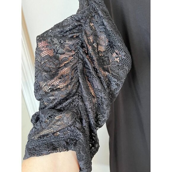 Torrid Top Women 3X Black Pullover Crepe Lace Neutral Whimsygoth Fairy Western - Picture 5 of 14